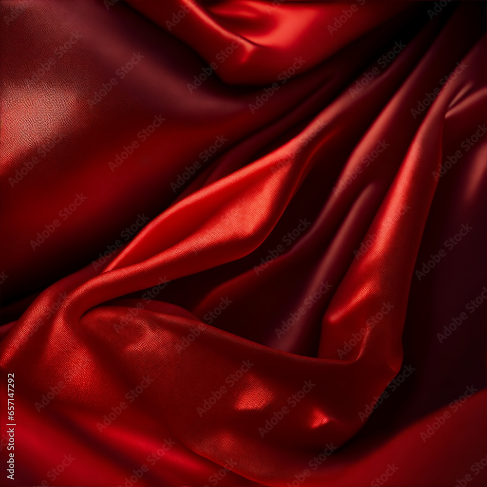Obraz premium red satin fabric - red silk fabric - Generative AI