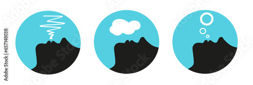 Symbol mit menschlicher kopfsilhouette, bitte nicht stören, Person schläft und träumt, ruhe bitte, Konzept Kommunikation