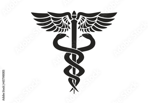 caduceus medical doctor symbol logo icon transparent png sticker. vector illustration photo
