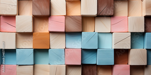 Colorful background Spectrum of wooden blocks aligned