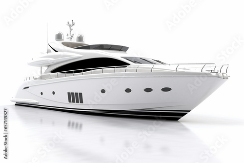 White luxury yacht on a white background. 3d render image.