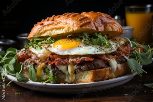 A Palate Party: Hearty Burger with Egg and Fresh Vegetables