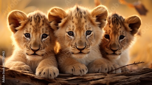 Cute Lion cubs at wild.