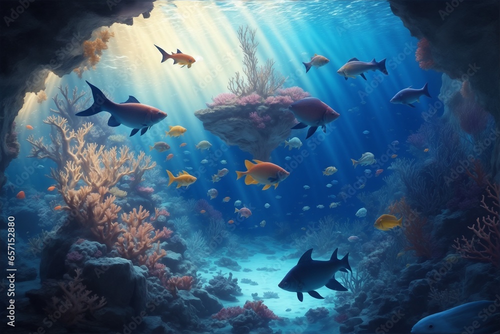 Fototapeta premium underwater scene with coral reef