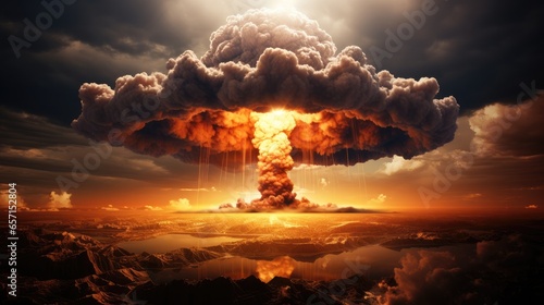 Mushroom Cloud of Nuclear Bomb Explosion.