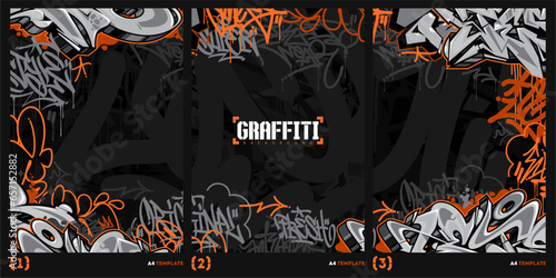 Abstract Dark Graffiti Style A4 Poster Vector Illustration Art Template