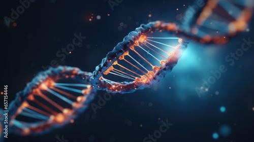 dna helix on blue background photo