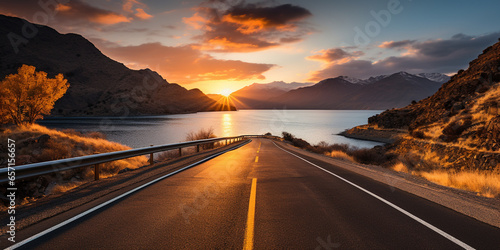 beautiful sun-rising sky with highways road