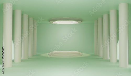 3d background products display podium with platform. background vector 3d rendering with podium. stand to show cosmetic product on podium 3d. Stage showcase on pedestal display beige background studio