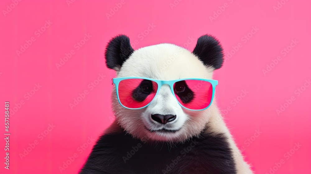 Trendy panda with sunglasses