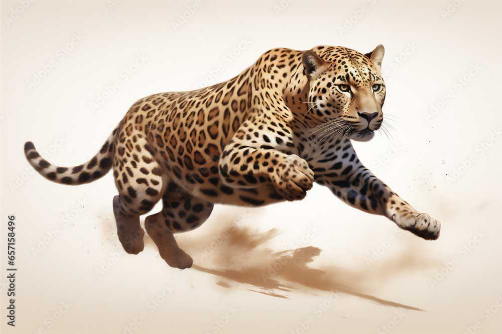 Fototapeta premium portrait of a leopard isolated in white