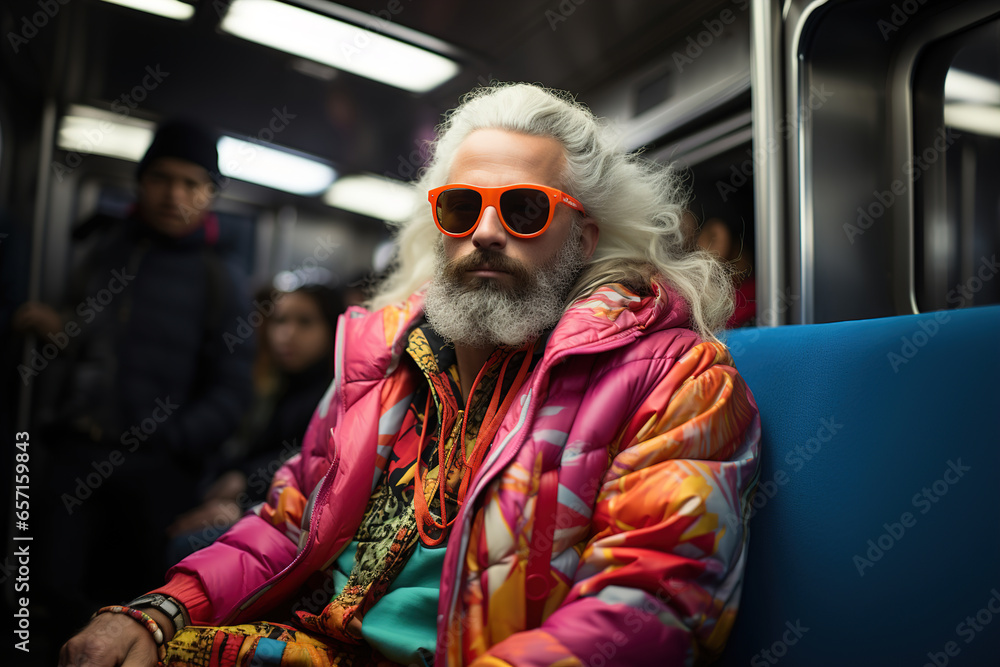 A man with a long white beard wearing sunglasses A man with a long white beard wearing sunglasses