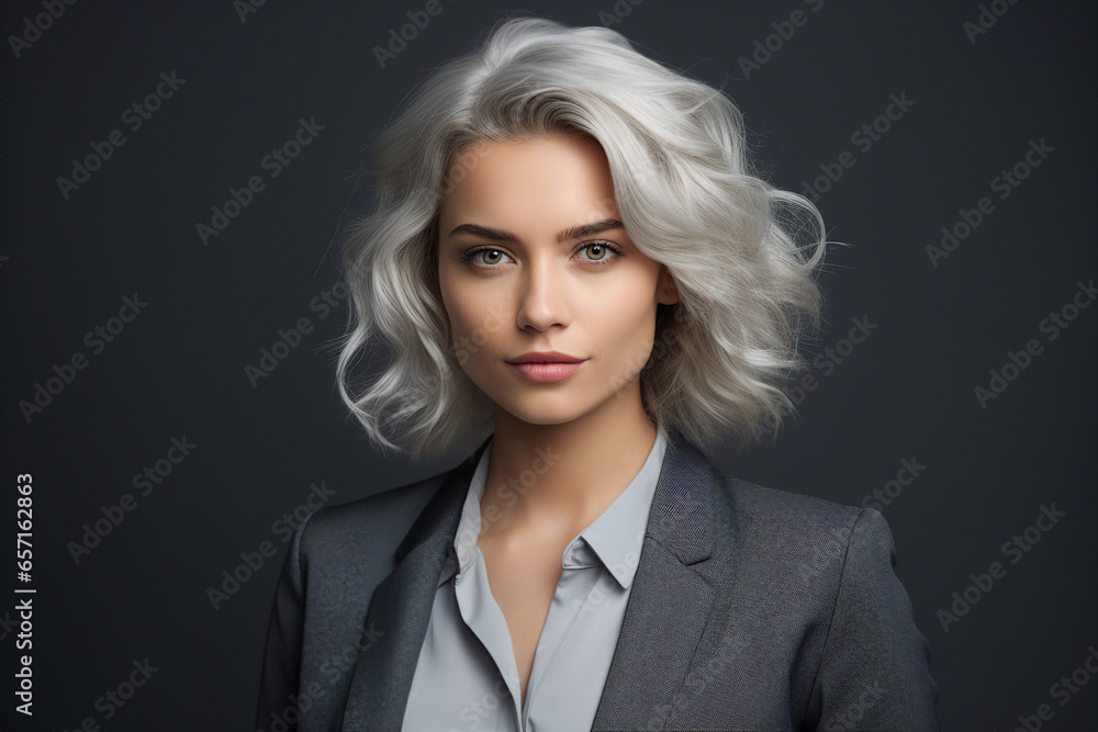 Portrait of beautiful confident woman in business blazer made with generative AI Portrait of beautiful confident woman in business blazer made with generative AI