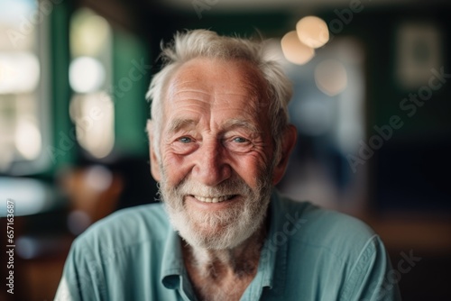 Portrait of smiling senior man in a cafe or bar