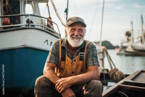 Portrait of a senior fisherman at the harbor
