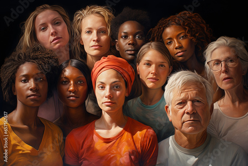 group of people. Diversity of people. Photorealistic portrait. 