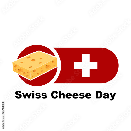 Swiss Cheese Day, illustration of cheese with swiss flag