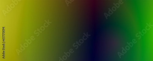 Background with trendy gradient and noise. Yellow and blue and red and acid green colors. Glare from lenses, overlay texture. Vector banner with dust and smooth color transition