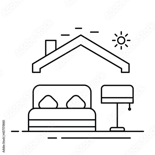 The bedroom icon symbolizes a cozy retreat and the comfort of a well-designed sleeping space Icon