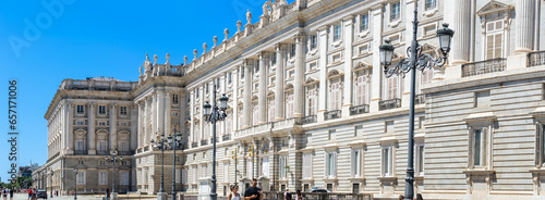 Visiting Royal Palace of Madrid on summer sunny day in Madrid, Spain