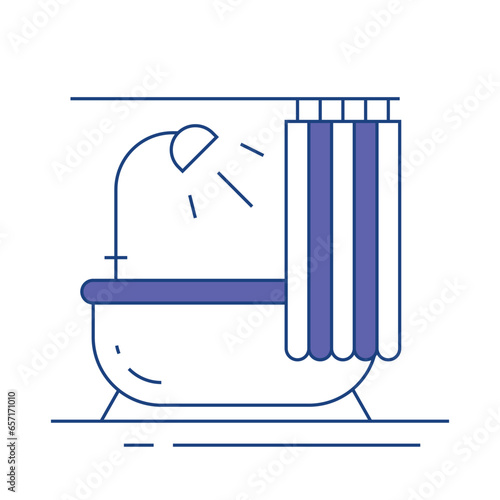 Bathroom Comfort, Relaxing Baths. Bathtub Icon The bathtub icon represents bathroom comfort and the luxury of relaxing baths and personal care Icon