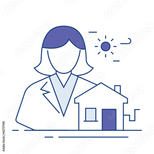 Real Estate Expertise, Trusted Advisor. The Realtor icon featuring a professional with a house symbolizes real estate expertise and a trusted advisor in property transactions Icon 