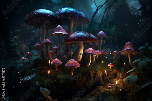 Artwork of enchanted fungus. Generative AI