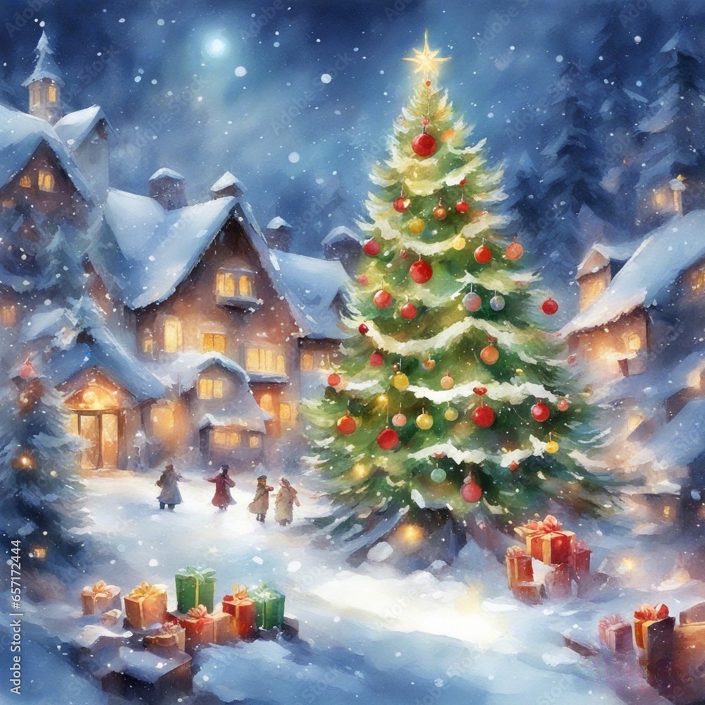 Obraz premium christmas tree and gifts