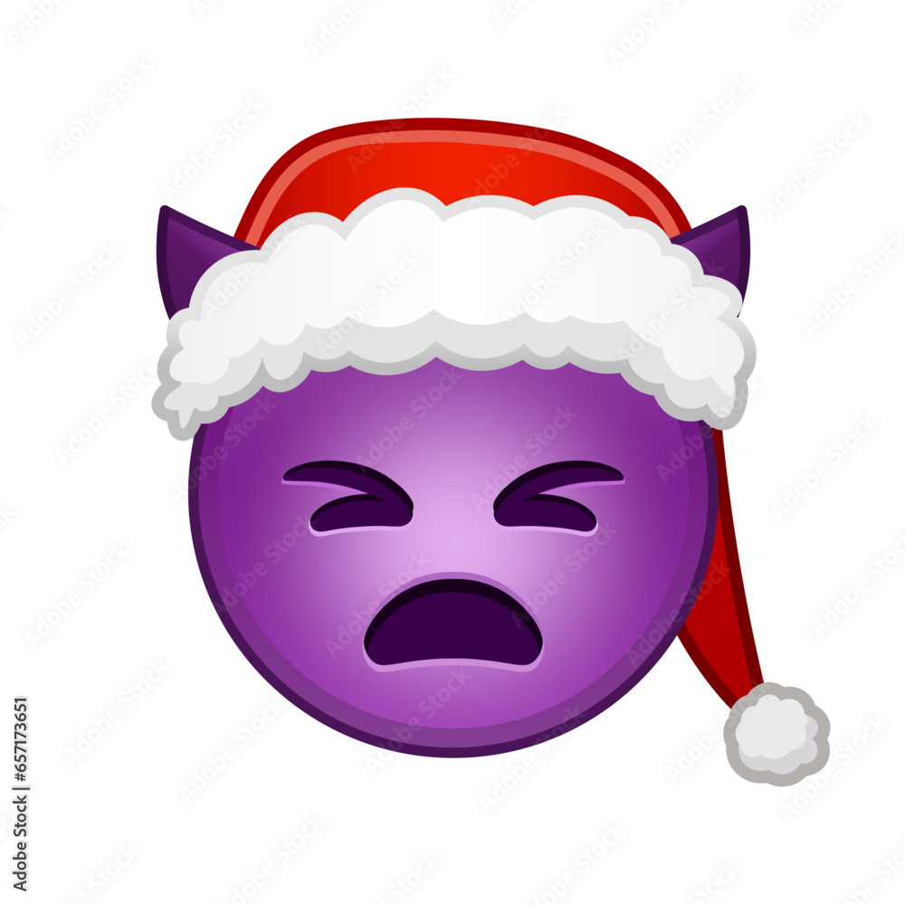 Obraz premium Christmas angry face with horns Large size of yellow emoji smile