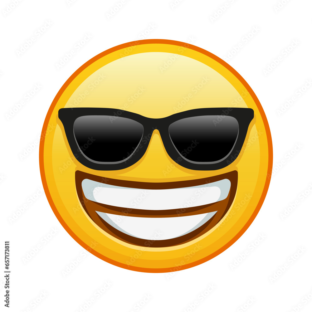 Grinning face with sunglasses Large size of yellow emoji smile Grinning face with sunglasses Large size of yellow emoji smile