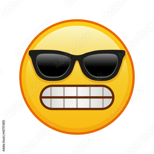 Grimace on the face with sunglasses Large size of yellow emoji smile