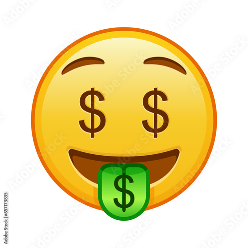 Money-mouth face Large size of yellow emoji smile