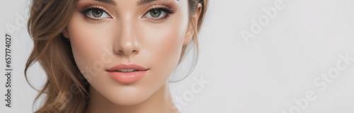 Beauty treatments  spa salon  portrait of woman with make-up  applying cream to the face