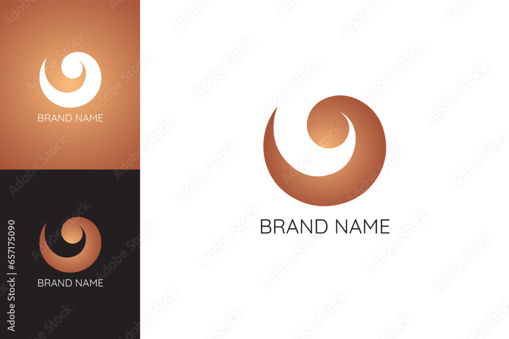 Logo forme arrondie, marron. Logo sur fond blanc, couleur et noir. Vecteur, illustration pour logotype. Société, entreprise, marque. Logo forme arrondie, marron. Logo sur fond blanc, couleur et noir. Vecteur, illustration pour logotype. Société, entreprise, marque.