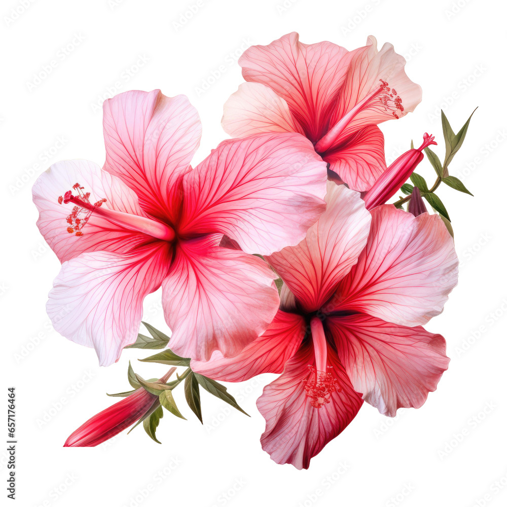 Fresh roselle hibiscus on transparent background