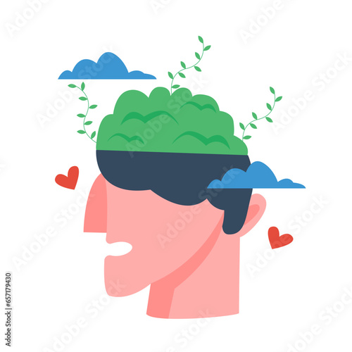 Happiness brain of world mental health day illustration