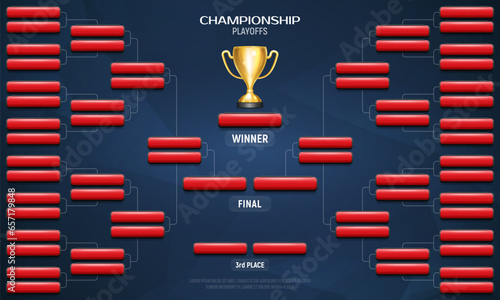 The schedule of football tournament matches. Playoffs table. Vector template for your design.