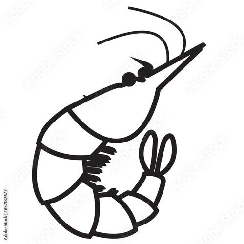 Shrimp icon in flat style, fresh sea food. 