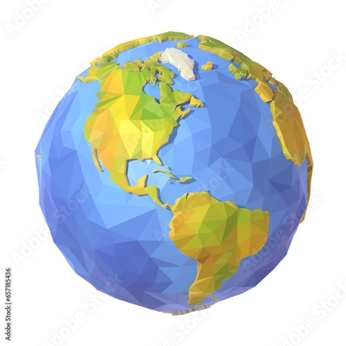 Vector Low Poly Earth Illustration. Polygonal Globe. North and South America
