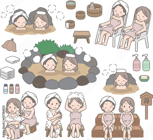 温泉　女子旅ポーズ集　若い女性