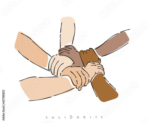 line art vector of human solidarity concept. Support each other and grow together psychology. Positive Psychology concept.