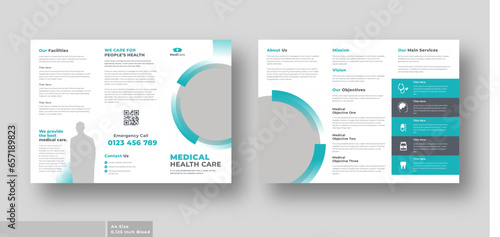 Medical health care trifold brochure, Company or business brochure template