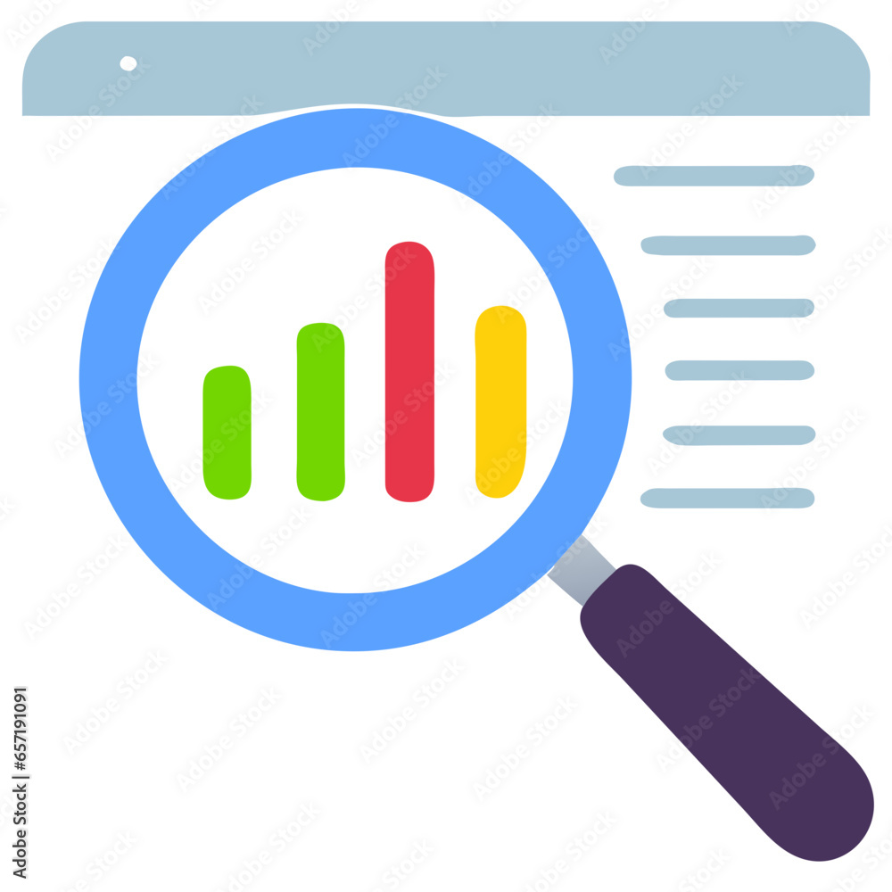 magnifying glass on the chart data magnifying glass on the chart data