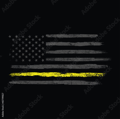 Thin Yellow Line Flag Emergency Dispatchers Flag T-Shirt Vector, Dispatcher Shirt, 911 dispatcher Tee dispatch SVG, distressed flag SVG, dispatcher shirt,	