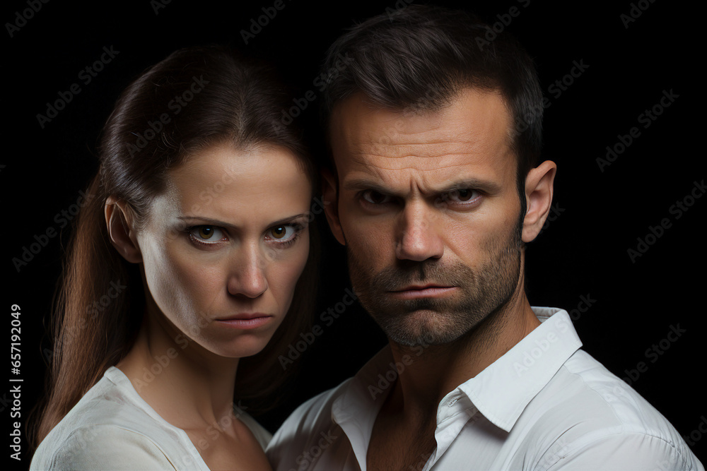 Generative AI portrait picture of angry furious couple furious face expression