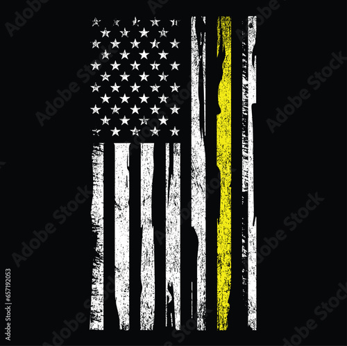 Thin Yellow Line Flag Emergency Dispatchers Flag T-Shirt Vector, Dispatcher Shirt, 911 dispatcher Tee dispatch SVG, distressed flag SVG, dispatcher shirt,	