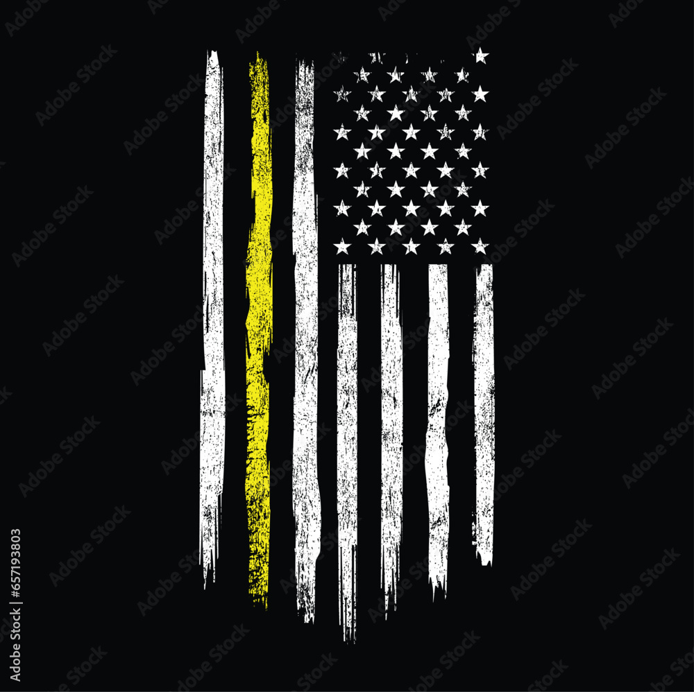 Thin Yellow Line Flag Emergency Dispatchers Flag T-Shirt Vector ...