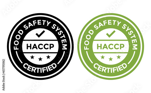 HACCP vector badge template. This design use round shape. Suitable for food industrial.