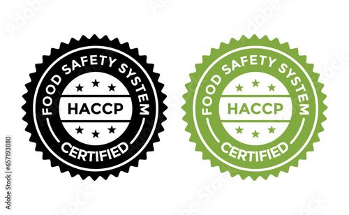HACCP vector badge template. This design use round shape. Suitable for food industrial.