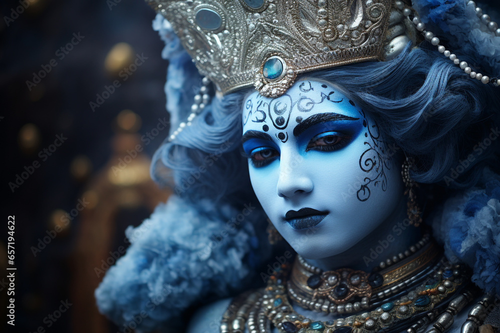 Culture and religious, states of mind concept. Lord Hindu god Krishna